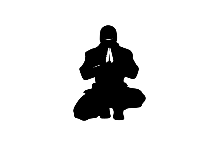 Meditating Ninja Silhouette Illustration Design