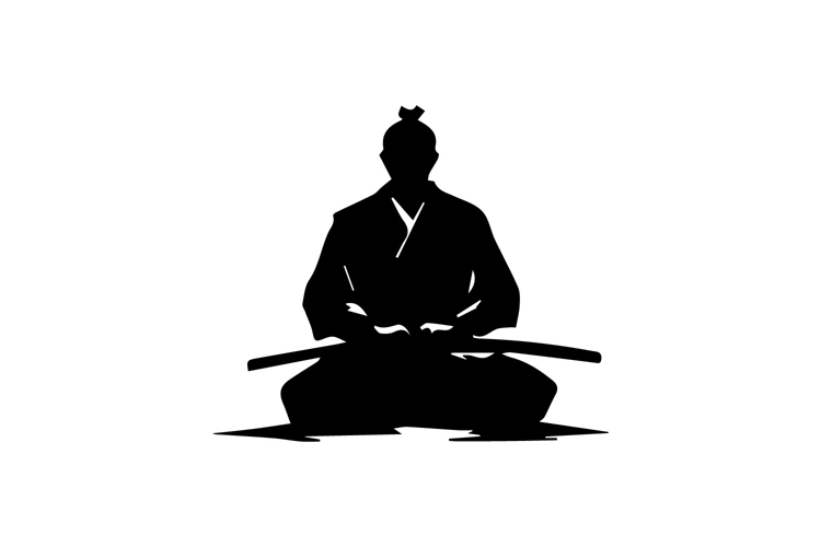 Meditating Samurai Silhouette Illustration Design