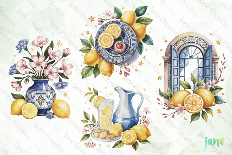 Mediterranean Cottage Lemon Clipart PNG