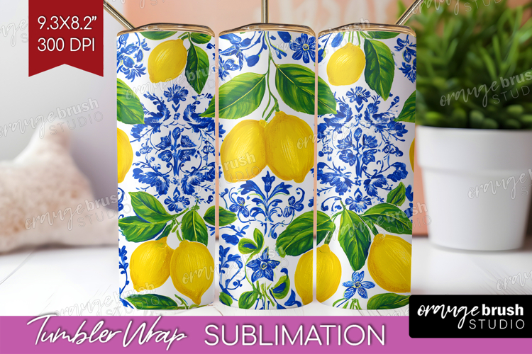 Mediterranean Tumbler Wrap - Summer Tumbler PNG Sublimation