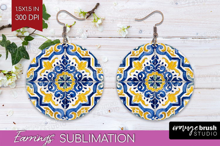 Mediterranean Round Earrings - Summer PNG Sublimation