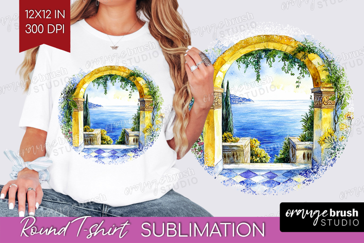 Mediterranean Round Tshirt Background - Summer PNG