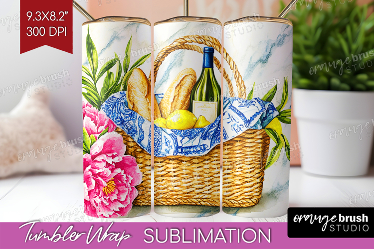 Mediterranean Tumbler Wrap - Summer Tumbler PNG Sublimation