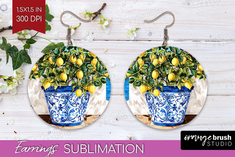 Mediterranean Round Earrings - Summer PNG Sublimation