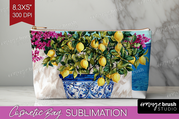 Mediterranean Cosmetic Bag - Summer Makeup Bag PNG