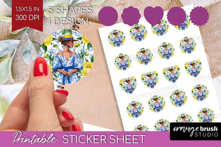 Mediterranean Round Sticker - Summer Printable Sticker Sheet