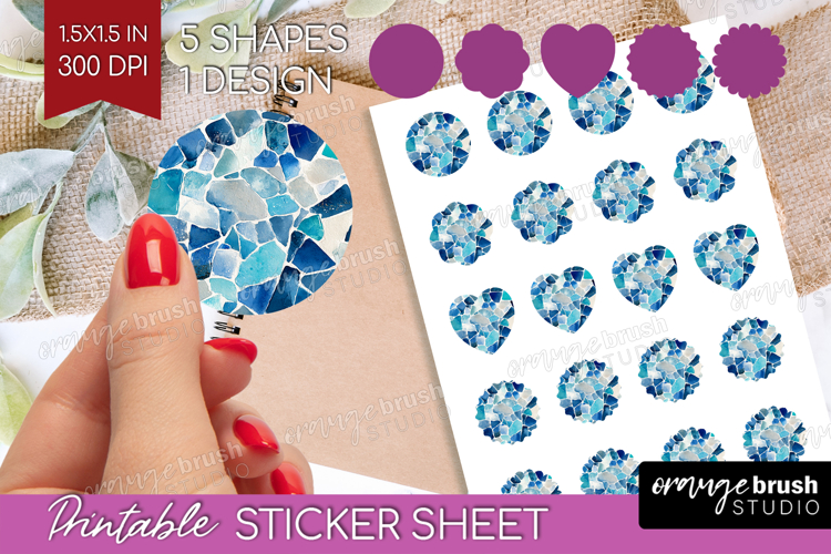 Mediterranean Round Sticker - Summer Printable Sticker Sheet