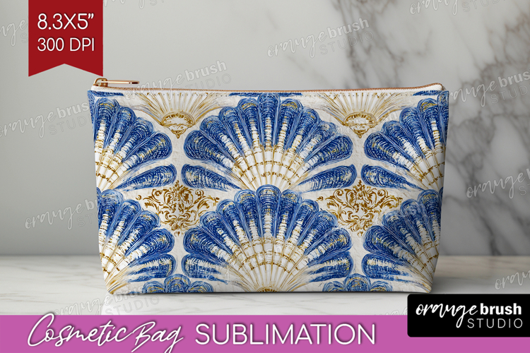Mediterranean Cosmetic Bag - Summer Makeup Bag PNG