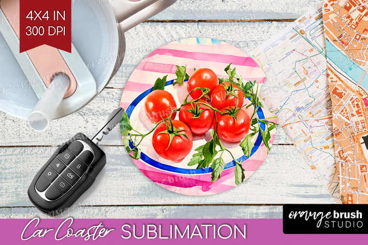 Mediterranean Car Coaster - Summer Coaster PNG Sublimation