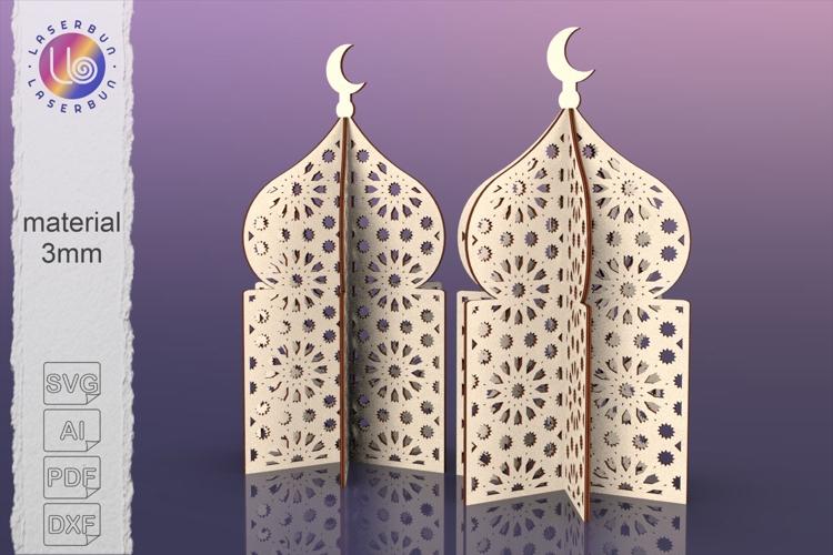 Large 3 Piece Laser Cut Mosque Ramadan Pattern Design