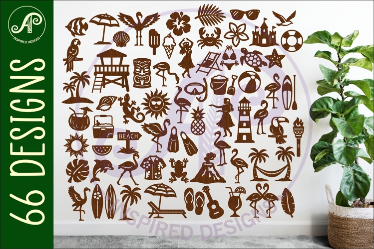 Summer Mega Bundle SVG, 60 Beach & Tropical Silhouettes