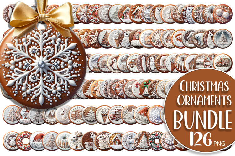 Gingerbread Christmas Ornament PNG Sublimation Bundle