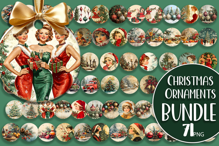 Retro Christmas Winter Ornament Sublimation