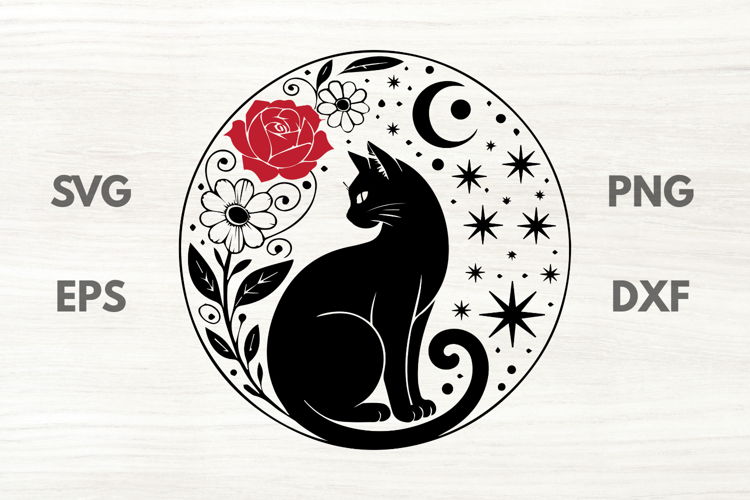 Rose Cat with Star Cluster SVG