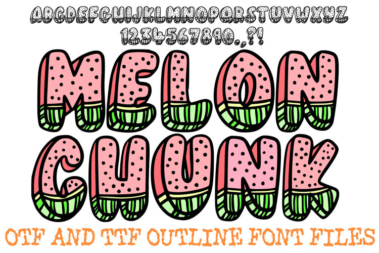 Melon Chunk ABC Font Typeface Fruit Watermelon Alphabet OTF Illustration by Squeeb Creative