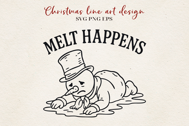 Christmas Snowman Line Art | Holiday Meltdown SVG PNG EPS