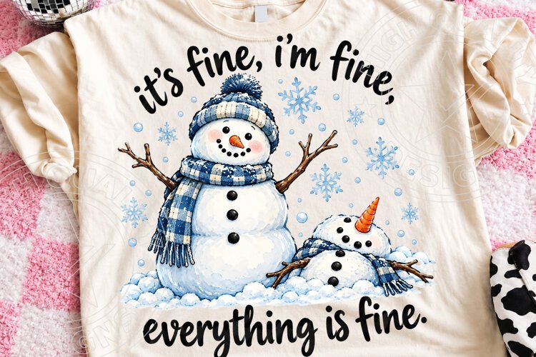 Meltdown Snowman Christmas Sublimation PNG example image 1