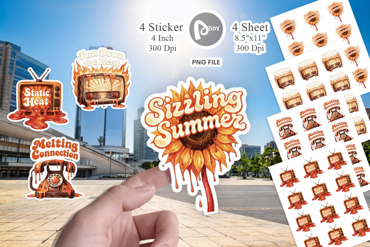 Melting Retro Object 70s Sticker example image 1