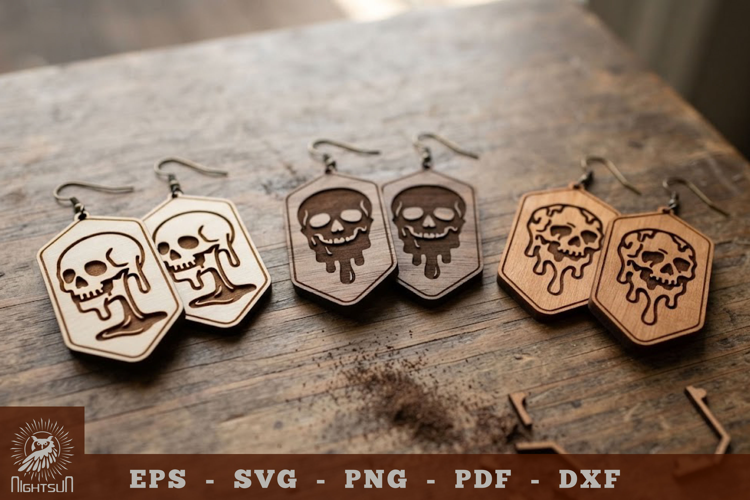 Melting Skull Lasercut Earrings
