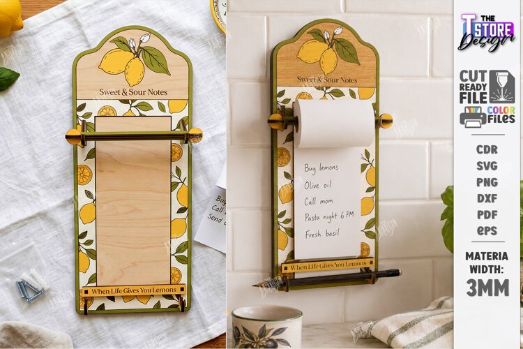 Roll Note Holder Laser Cut | Memo Grocery List Holder | CNC example image 1