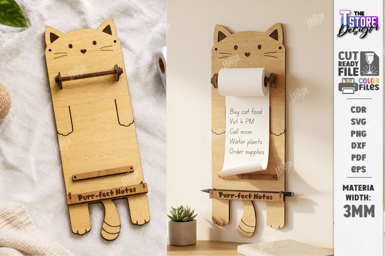 Roll Note Holder Laser Cut | Memo Grocery List Holder | CNC example image 1