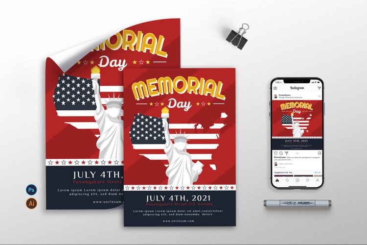 Memorial Day vol.01 - Flyer, Poster & Instagram GR example image 1