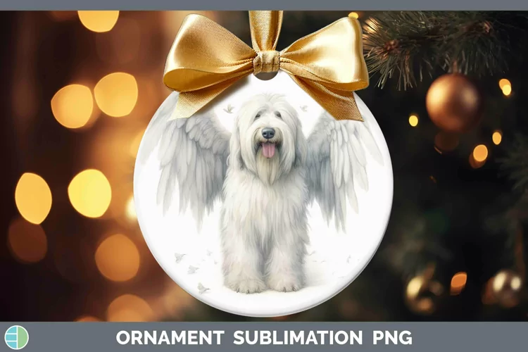 Memorial Old English Sheepdog Ornament Sublimation Bauble De