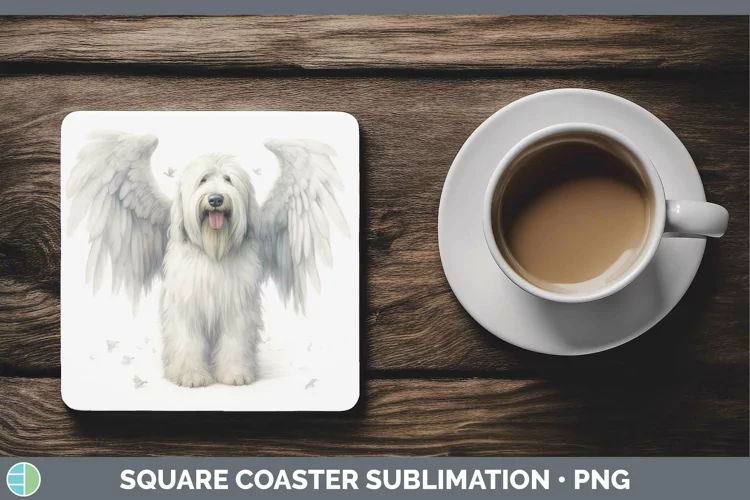 Memorial Old English Sheepdog Square Coaster Sublimation Coa