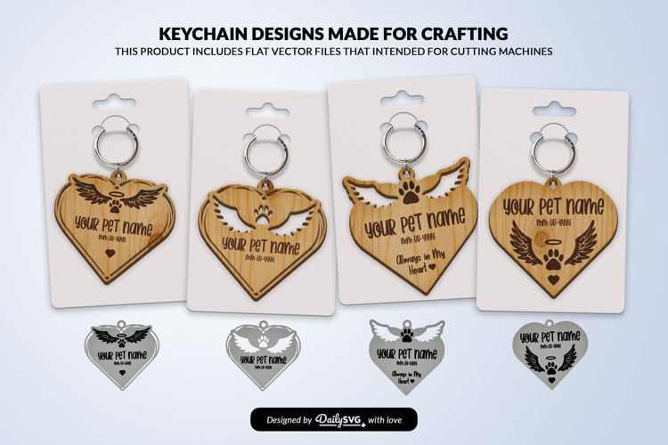 Memorial Pet Heart Keychain Laser Cut