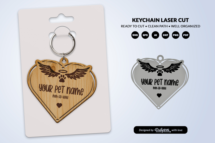 Memorial Pet Heart Keychain Laser Cut