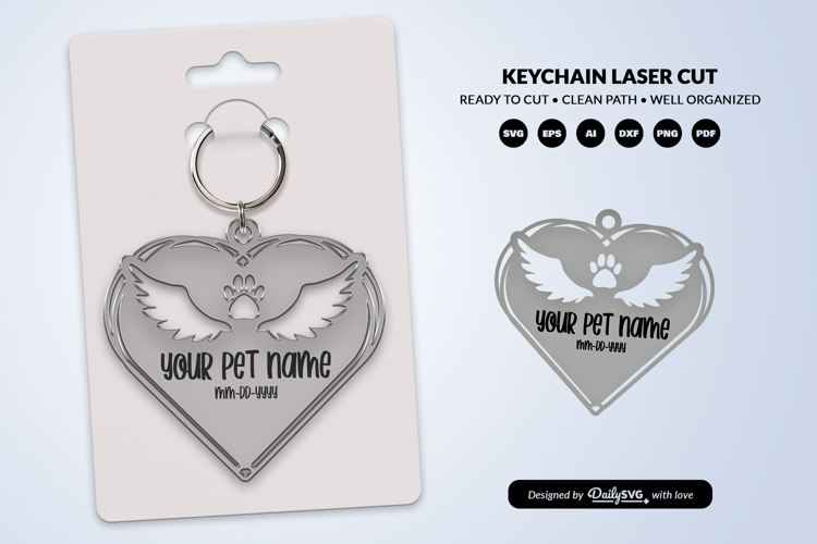 Memorial Pet Heart Keychain Laser Cut