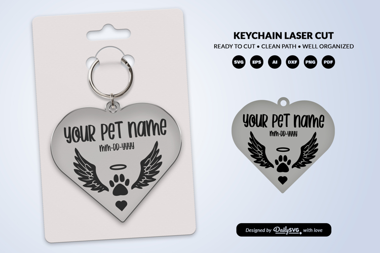 Memorial Pet Heart Keychain Laser Cut