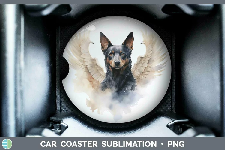 Memorial Watercolor Australian Kelpie Car Coaster Sublimatio