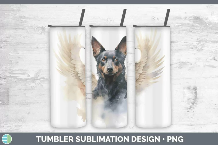 Memorial Watercolor Australian Kelpie Tumbler Sublimation 20