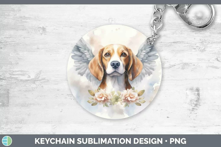 Memorial Watercolor Beagle Keychain Sublimation Keyring Desi