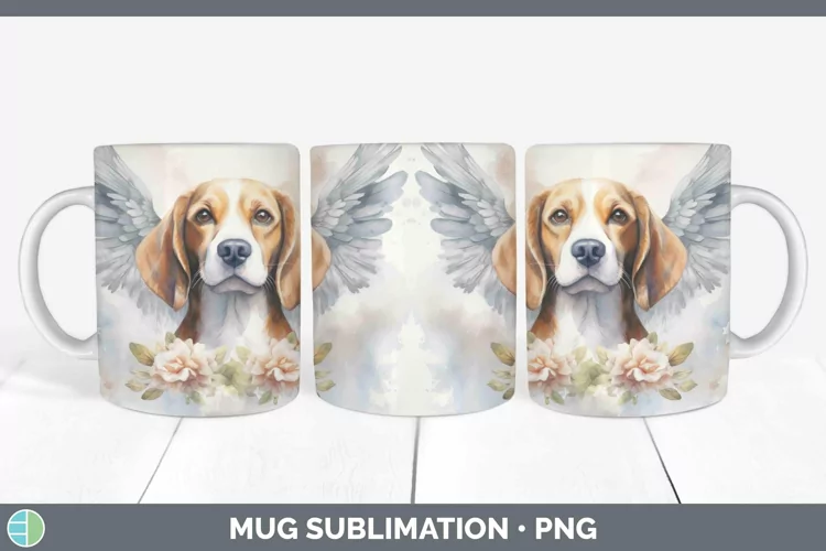 Memorial Watercolor Beagle Mug Wrap Sublimation Coffee Cup D
