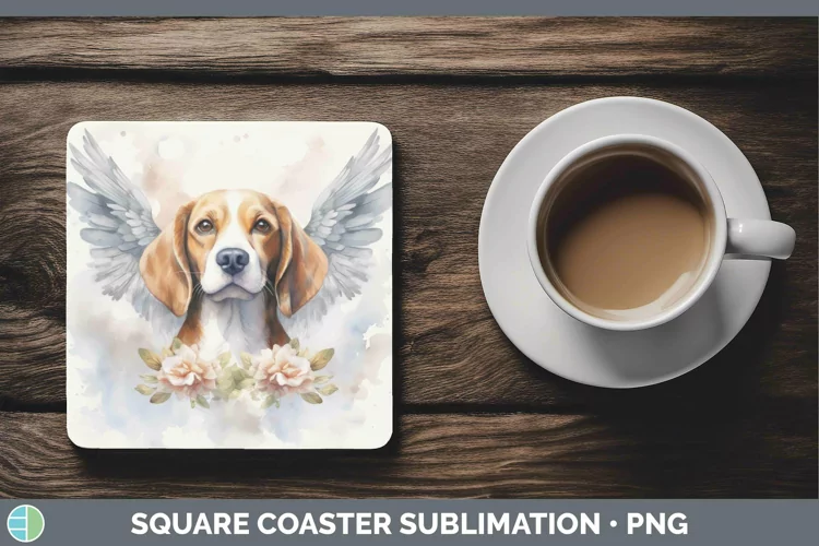 Memorial Watercolor Beagle Square Coaster Sublimation Coaste