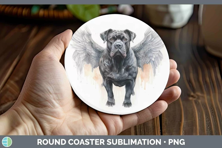 Memorial Watercolor Cane Corso Round Coaster Sublimation Coa