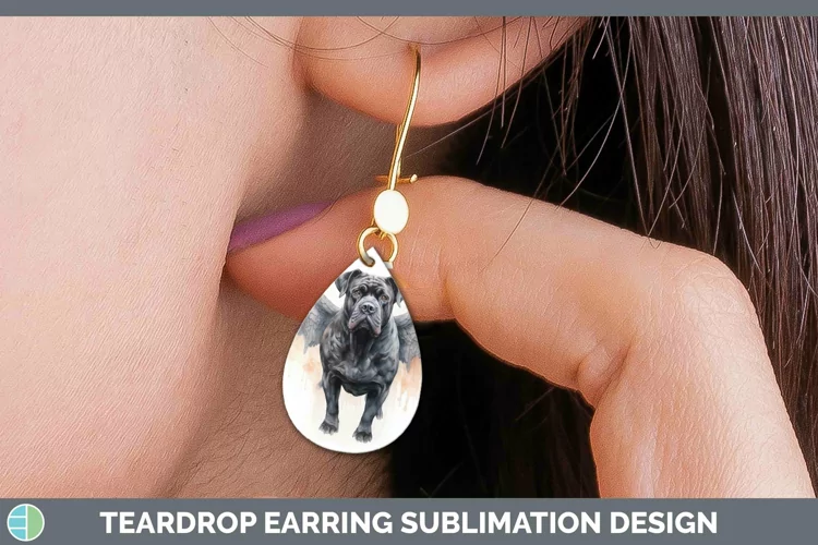 Memorial Watercolor Cane Corso Teardrop Earrings Sublimation