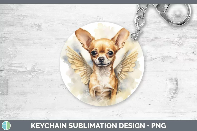Memorial Watercolor Chihuahua Keychain Sublimation Keyring D