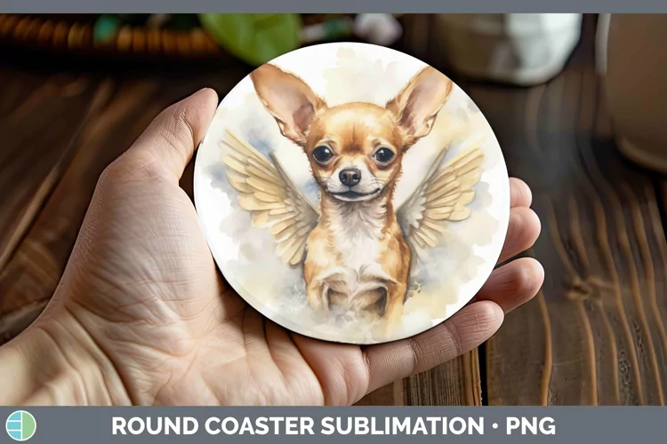 Memorial Watercolor Chihuahua Round Coaster Sublimation Coas