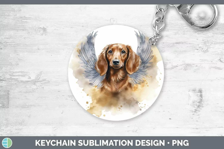 Memorial Watercolor Dachshund Keychain Sublimation Keyring D