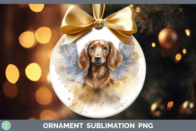 Memorial Watercolor Dachshund Ornament Sublimation Bauble De