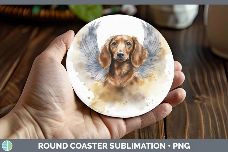 Memorial Watercolor Dachshund Round Coaster Sublimation Coas