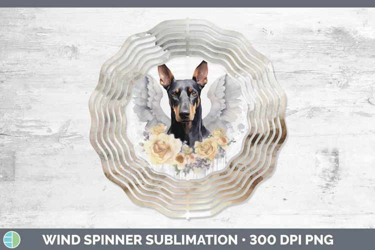 Memorial Watercolor Doberman Pinscher Wind Spinner Sublimati