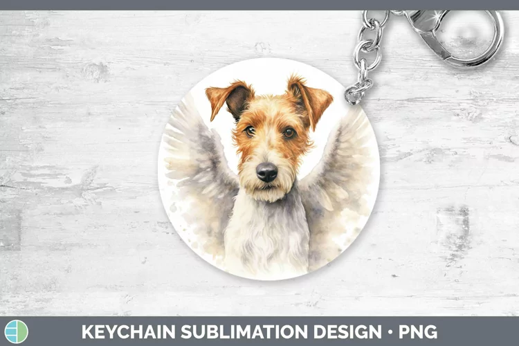 Memorial Watercolor Fox Terrier Dog Keychain Sublimation Key