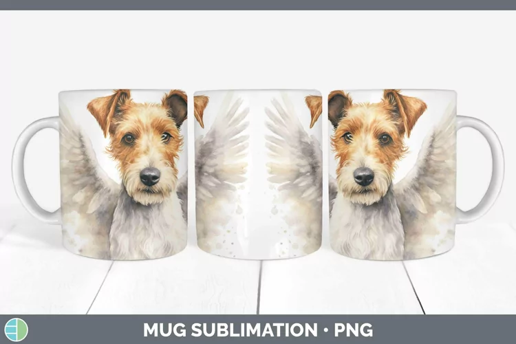 Memorial Watercolor Fox Terrier Dog Mug Wrap Sublimation Cof