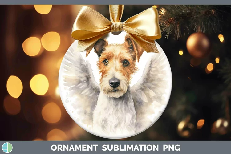 Memorial Watercolor Fox Terrier Dog Ornament Sublimation Bau