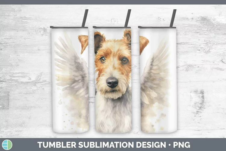 Memorial Watercolor Fox Terrier Dog Tumbler Sublimation 20 o