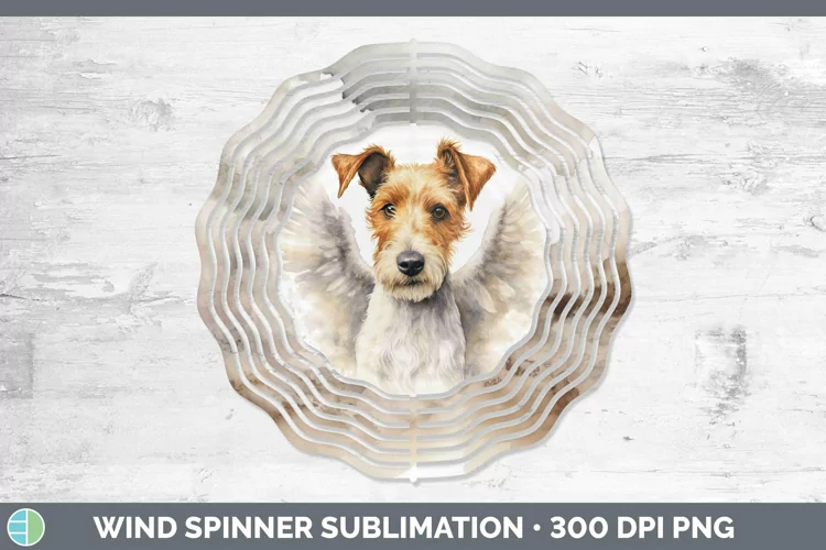 Memorial Watercolor Fox Terrier Dog Wind Spinner Sublimation